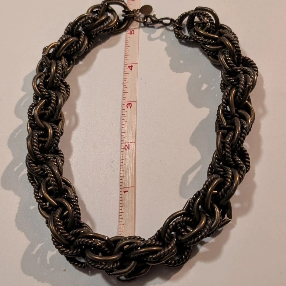 Heidi Daus for Jim Walters Chunky Bronze Tone Rope Link Statement Necklace 17in